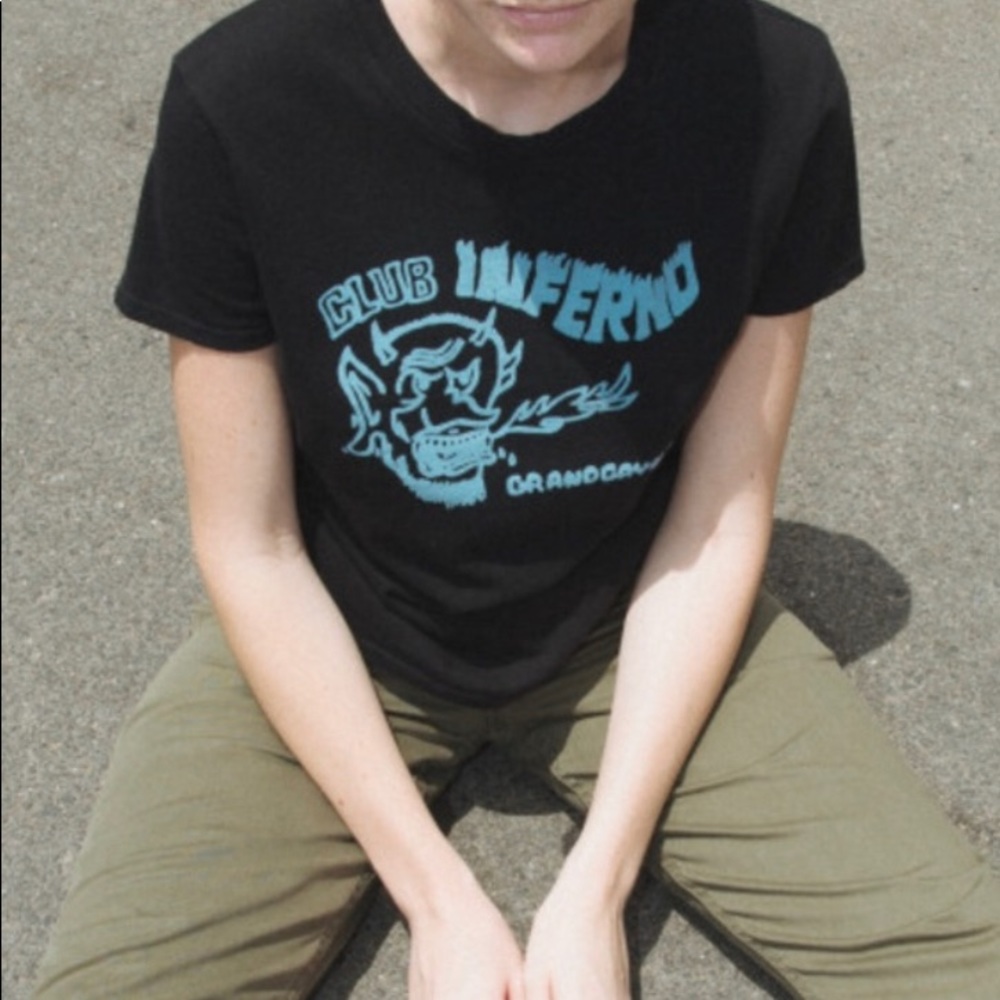 Black and blue brandy Melville “Club inferno” tee